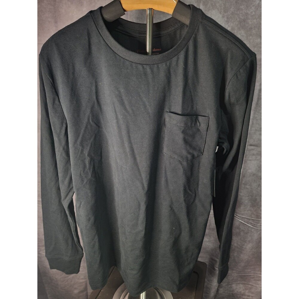 Tommy Bahama Boys Long Sleeve Crew Neck Black T Shirt Pocket Size XL